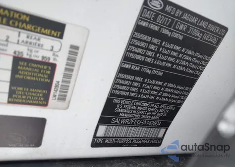 2017 Land Rover Range Rover Sport 5.0L V8 Supercharged/5.0L V8 Supercharged Dynamic из США, поврежденный, VIN SALWR2FE6HA142804